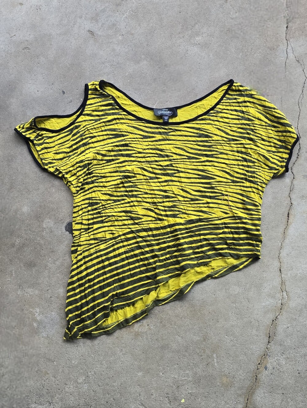 Vintage Bebe Addiction Asymmetrical Zebra Print Punk Scene Top Small